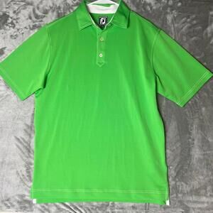 FJ FootJoy Polo Shirt Mens Large Green Solid Short Sleeve Casual Golf Active Fit